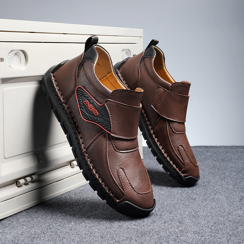 Mens Hand Stitching Leather Ankle Boots Casual Vintage Arch Support Hiking Walking Driving Chukka Boots