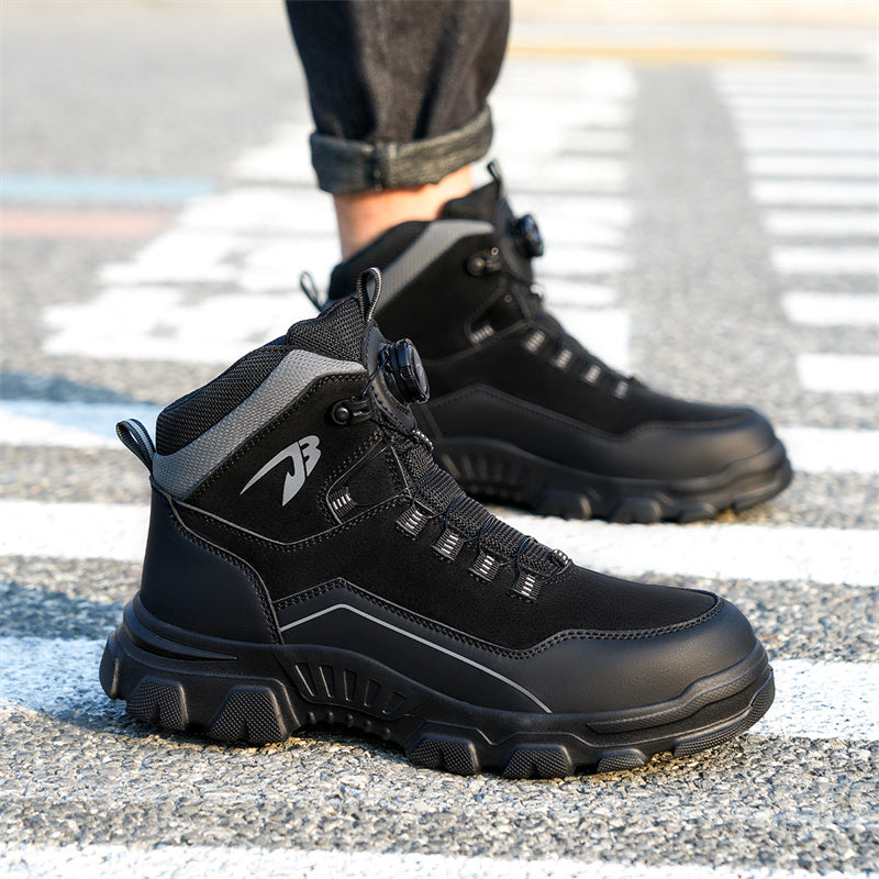 Men's Steel Toe Hand Stitched Leather Boots Motorcycle Work Hiking Boots