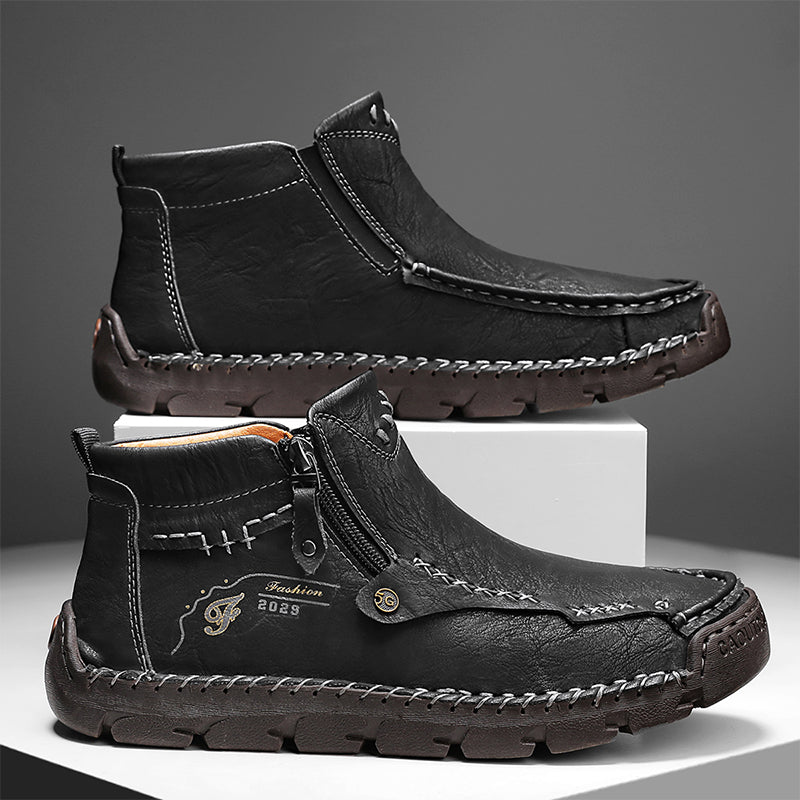 Men's Top-Quality Motorcycle Boots Hand-Stitched Genuine Leather Boots
