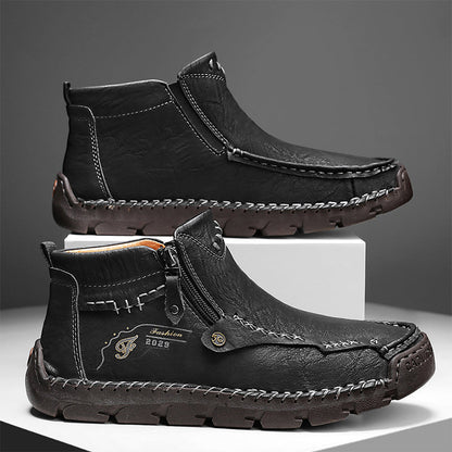 Men's Top-Quality Motorcycle Boots Hand-Stitched Genuine Leather Boots