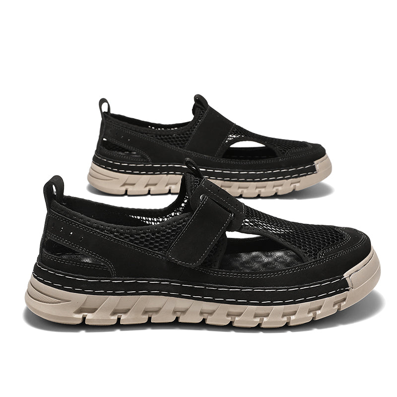 Men's Mesh Fisherman Sandals – Hook & Loop, Non-Slip for Wading & Fishing