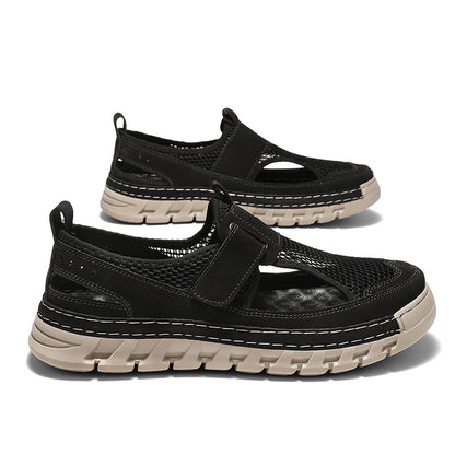 Men's Mesh Fisherman Sandals – Hook & Loop, Non-Slip for Wading & Fishing