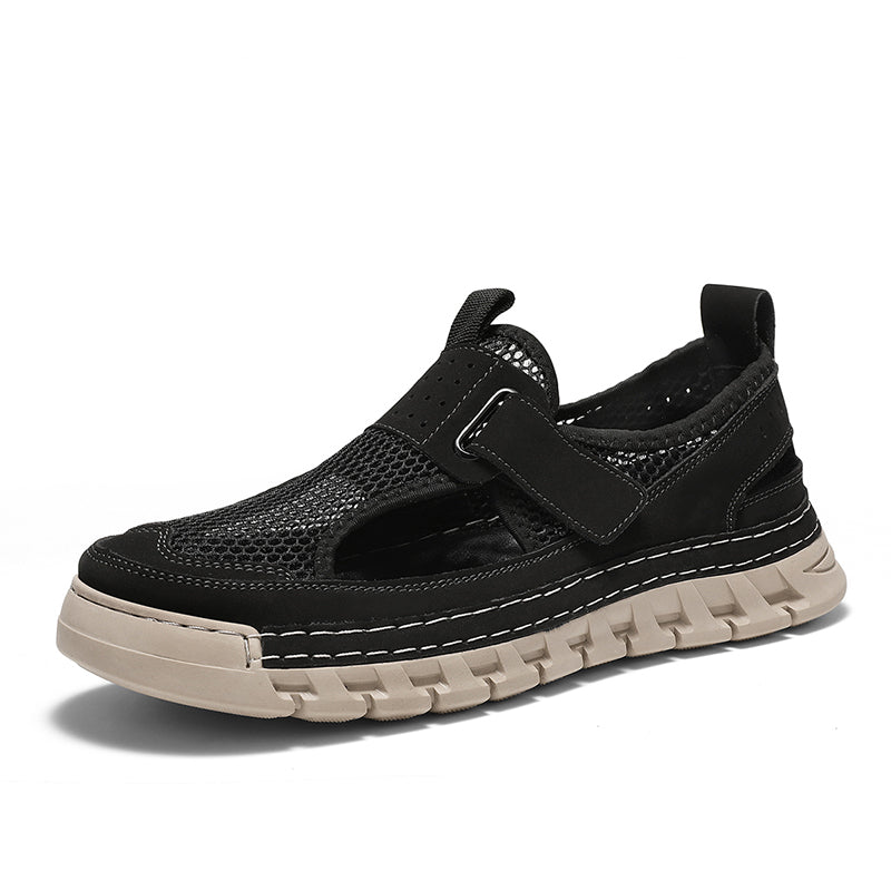 Men's Mesh Fisherman Sandals – Hook & Loop, Non-Slip for Wading & Fishing