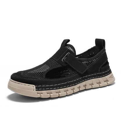 Men's Mesh Fisherman Sandals – Hook & Loop, Non-Slip for Wading & Fishing