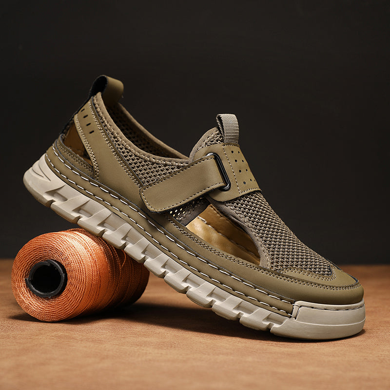 Men's Mesh Fisherman Sandals – Hook & Loop, Non-Slip for Wading & Fishing