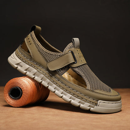 Men's Mesh Fisherman Sandals – Hook & Loop, Non-Slip for Wading & Fishing