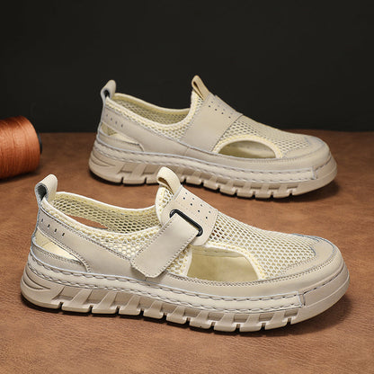 Men's Mesh Fisherman Sandals – Hook & Loop, Non-Slip for Wading & Fishing