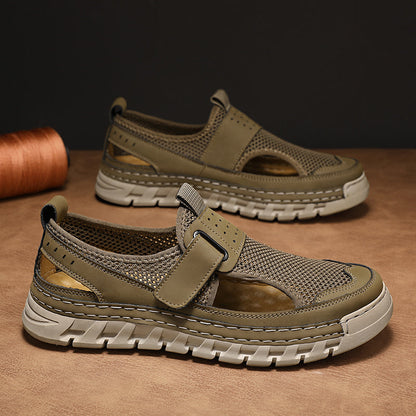 Men's Mesh Fisherman Sandals – Hook & Loop, Non-Slip for Wading & Fishing