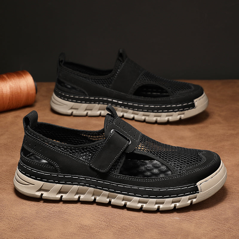 Men's Mesh Fisherman Sandals – Hook & Loop, Non-Slip for Wading & Fishing