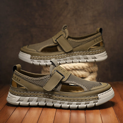 Men's Mesh Fisherman Sandals – Hook & Loop, Non-Slip for Wading & Fishing