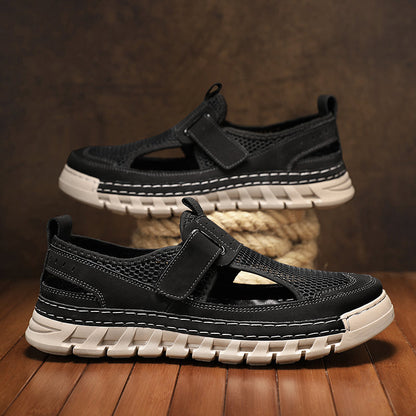Men's Mesh Fisherman Sandals – Hook & Loop, Non-Slip for Wading & Fishing