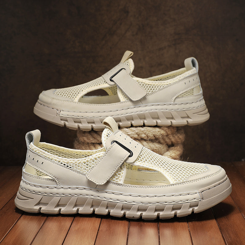 Men's Mesh Fisherman Sandals – Hook & Loop, Non-Slip for Wading & Fishing