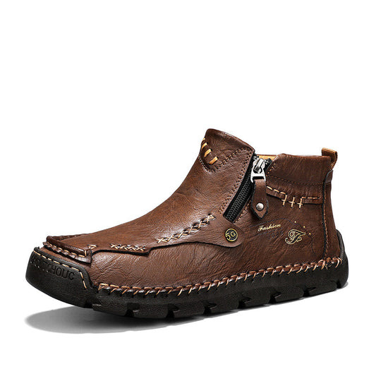 Men's Top-Quality Motorcycle Boots Hand-Stitched Genuine Leather Boots