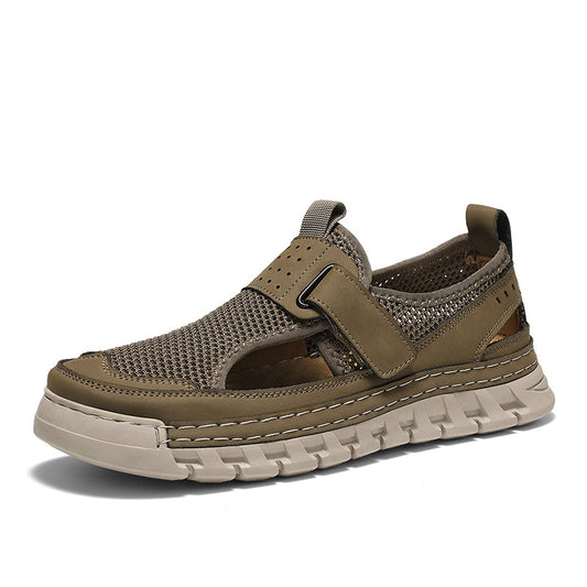 Men's Mesh Fisherman Sandals – Hook & Loop, Non-Slip for Wading & Fishing