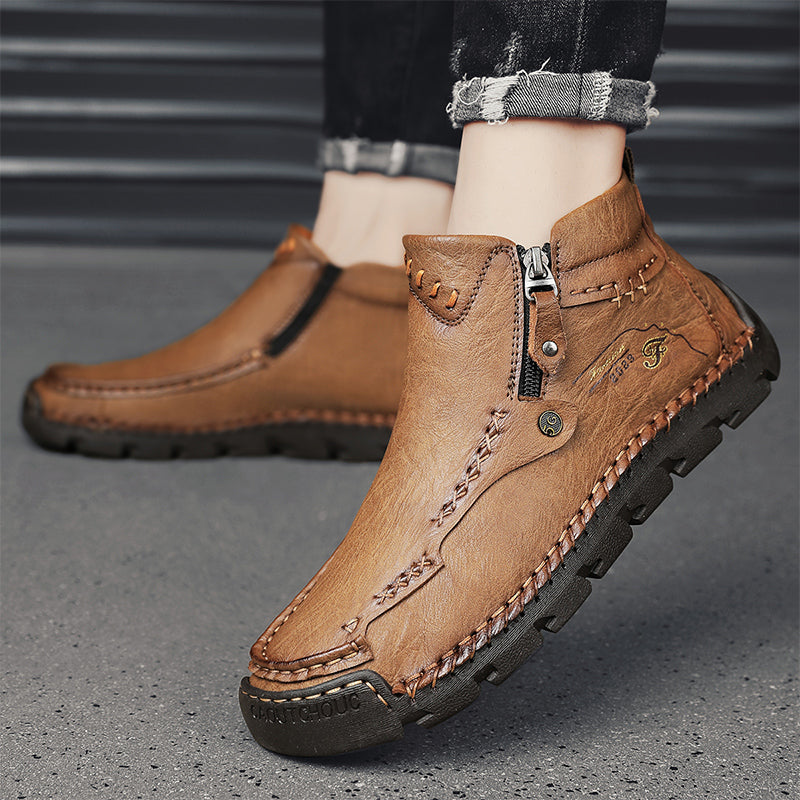 Men's Top-Quality Motorcycle Boots Hand-Stitched Genuine Leather Boots