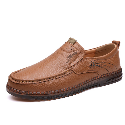Men's Slip-On Genuine Leather Loafers: Breathable Cloud Cushion Sole