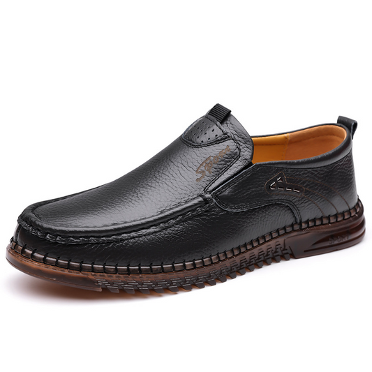 Men's Slip-On Genuine Leather Loafers: Breathable Cloud Cushion Sole