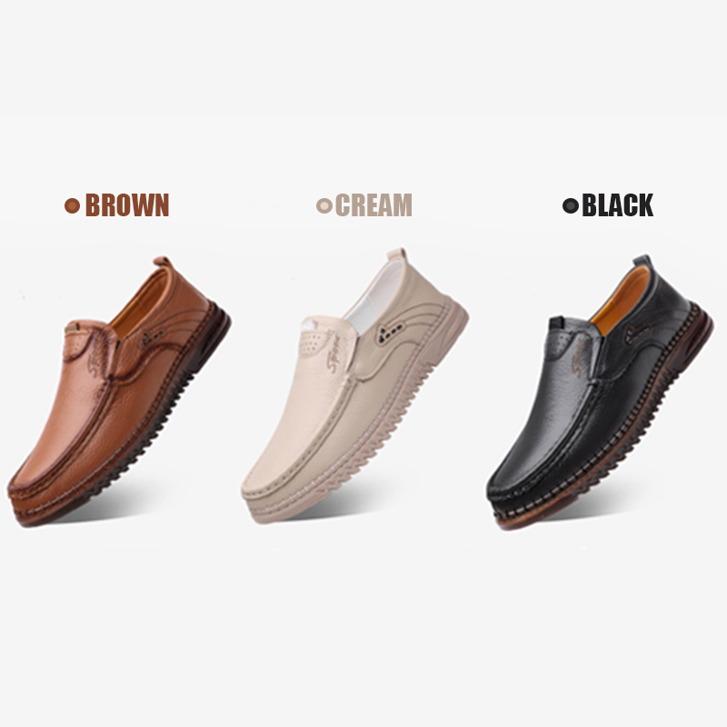 Men's Slip-On Genuine Leather Loafers: Breathable Cloud Cushion Sole