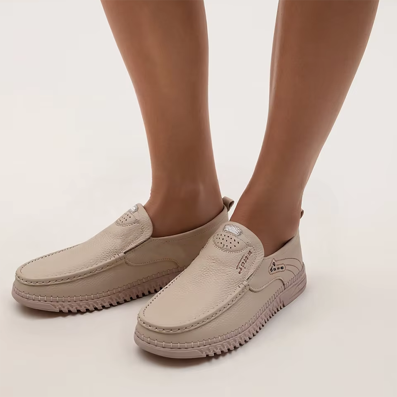 Men's Slip-On Genuine Leather Loafers: Breathable Cloud Cushion Sole