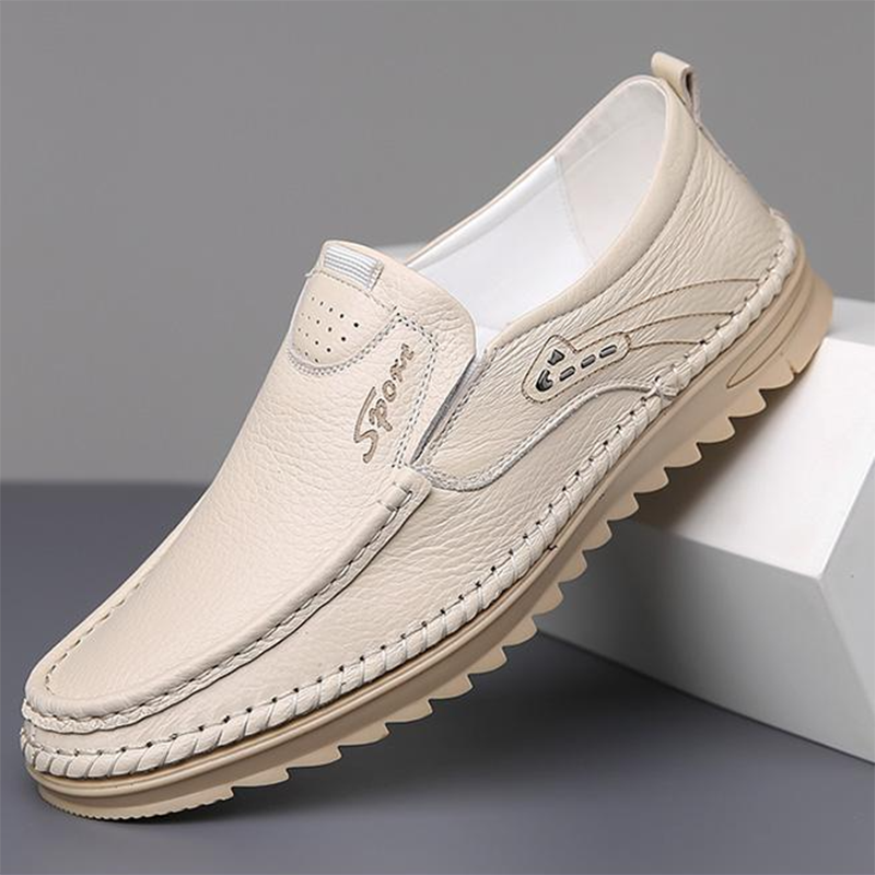Men's Slip-On Genuine Leather Loafers: Breathable Cloud Cushion Sole