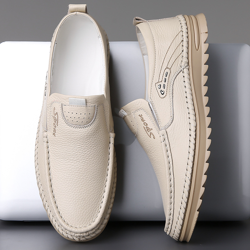 Men's Slip-On Genuine Leather Loafers: Breathable Cloud Cushion Sole