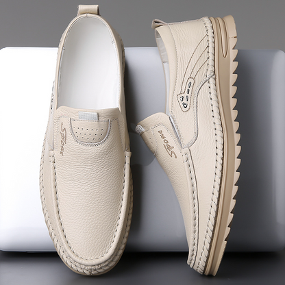 Men's Slip-On Genuine Leather Loafers: Breathable Cloud Cushion Sole