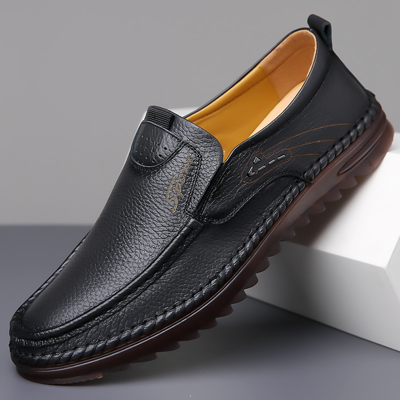 Men's Slip-On Genuine Leather Loafers: Breathable Cloud Cushion Sole