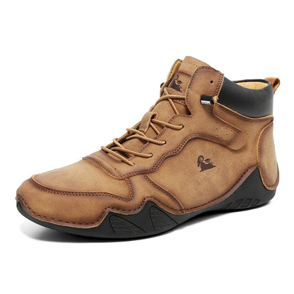 Men’s Mid-Top Leather Boots Slip-On Lightweight