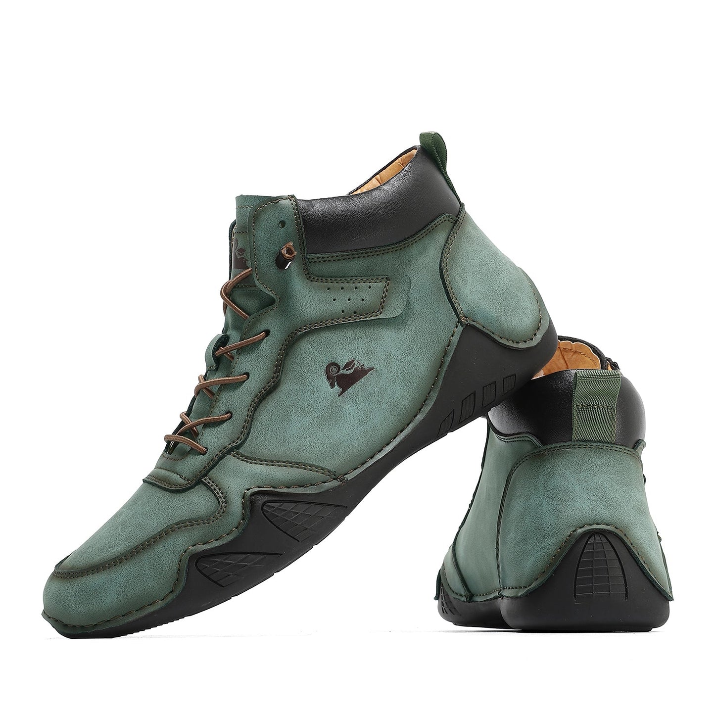 Men’s Mid-Top Leather Boots Slip-On Lightweight