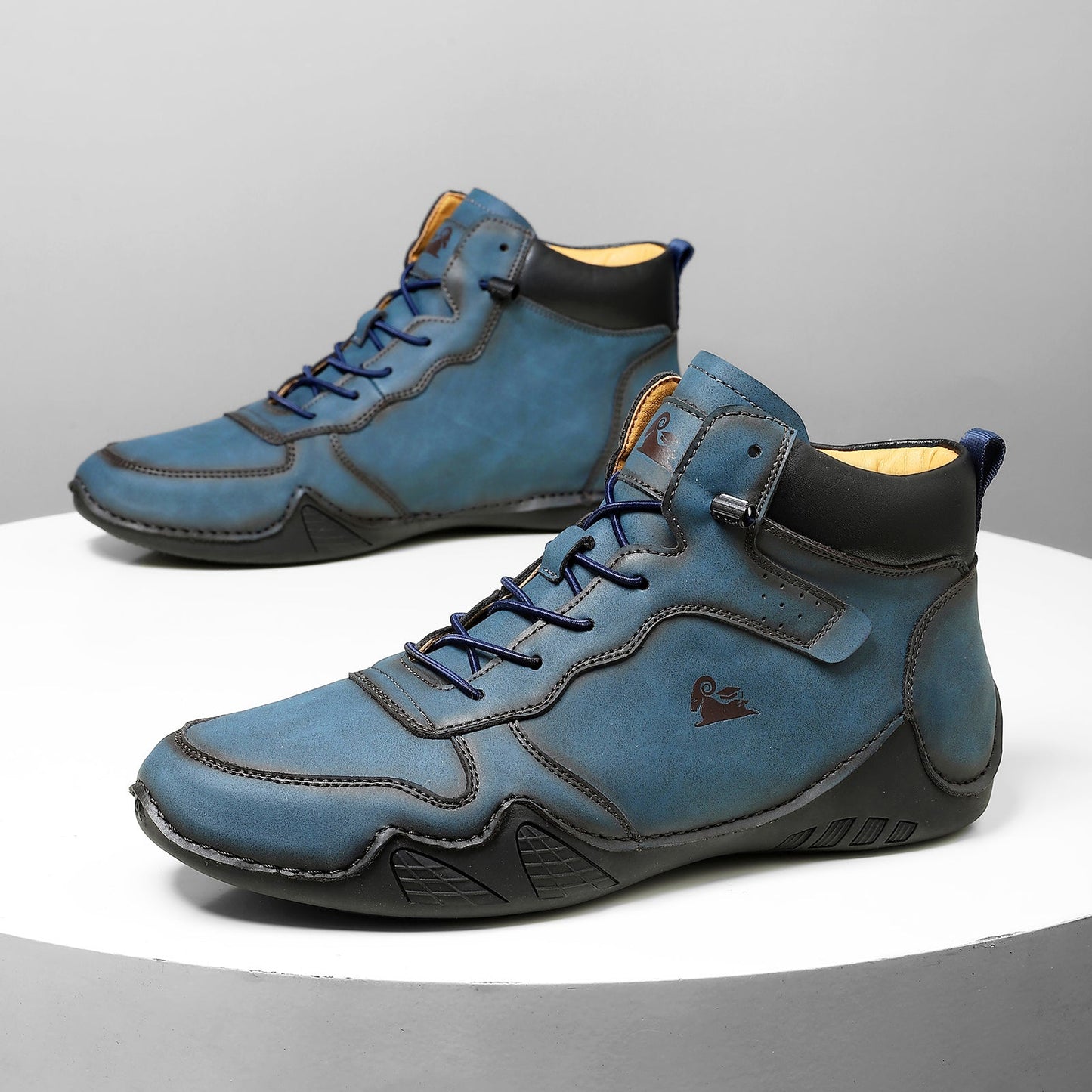 Men’s Mid-Top Leather Boots Slip-On Lightweight