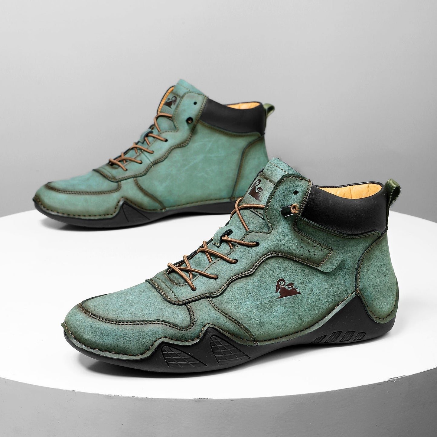 Men’s Mid-Top Leather Boots Slip-On Lightweight