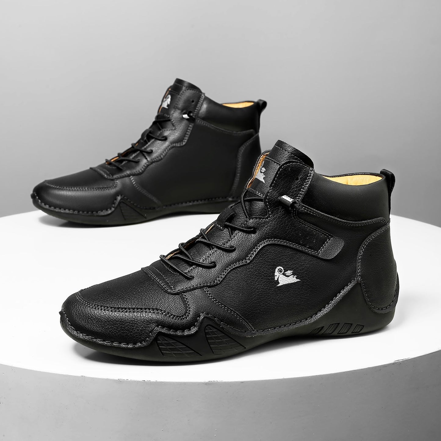 Men’s Mid-Top Leather Boots Slip-On Lightweight