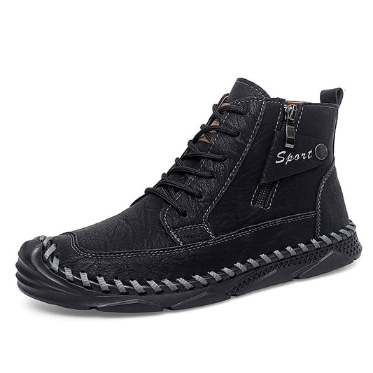 Men’s Leather Motorcycle Chukka Boots