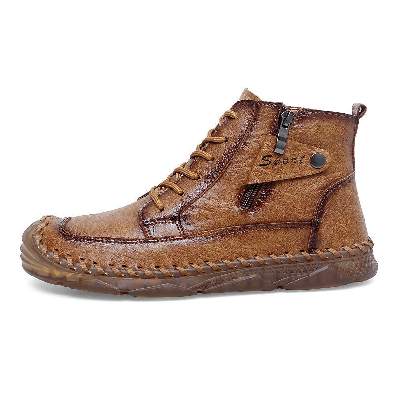 Men’s Leather Motorcycle Chukka Boots