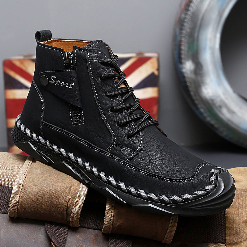Men’s Leather Motorcycle Chukka Boots