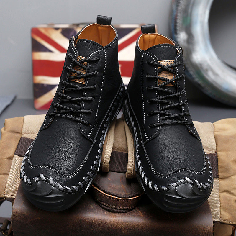 Men’s Leather Motorcycle Chukka Boots