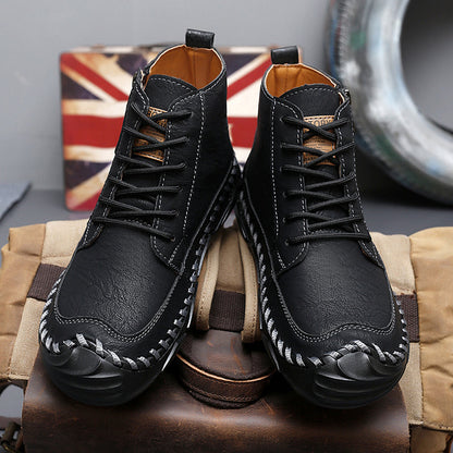 Men’s Leather Motorcycle Chukka Boots