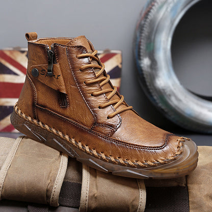Men’s Leather Motorcycle Chukka Boots