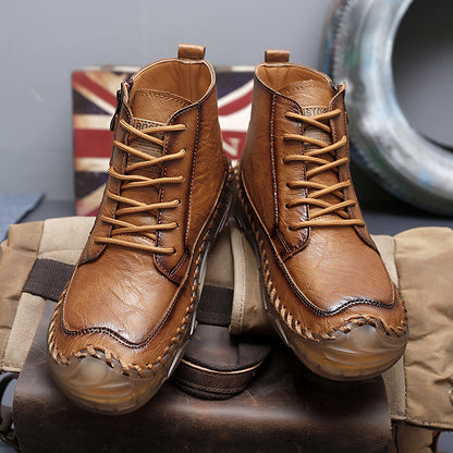 Men’s Leather Motorcycle Chukka Boots