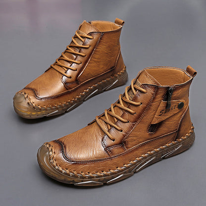 Men’s Leather Motorcycle Chukka Boots