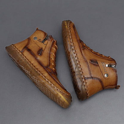 Men’s Leather Motorcycle Chukka Boots