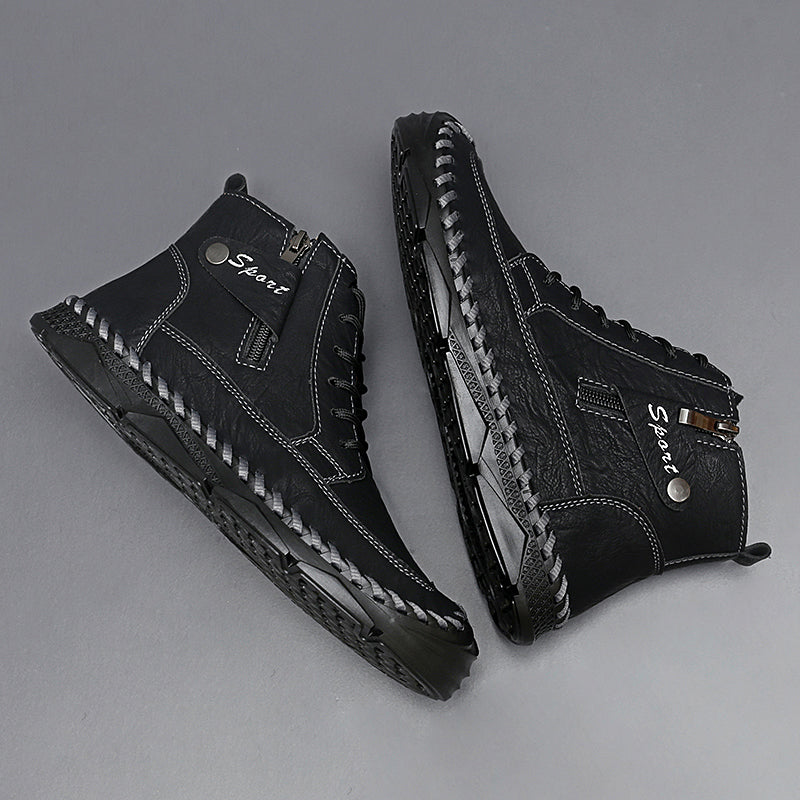 Men’s Leather Motorcycle Chukka Boots