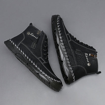 Men’s Leather Motorcycle Chukka Boots