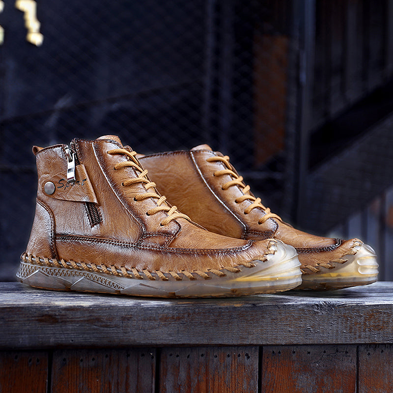 Men’s Leather Motorcycle Chukka Boots