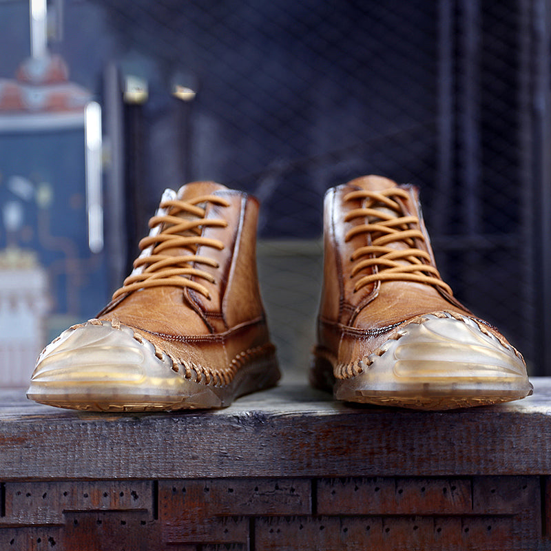 Men’s Leather Motorcycle Chukka Boots