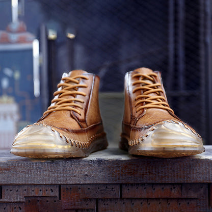 Men’s Leather Motorcycle Chukka Boots