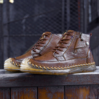 Men’s Leather Motorcycle Chukka Boots