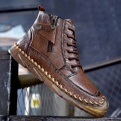 Men’s Leather Motorcycle Chukka Boots