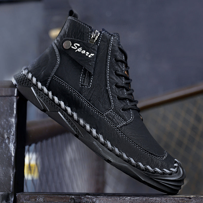 Men’s Leather Motorcycle Chukka Boots