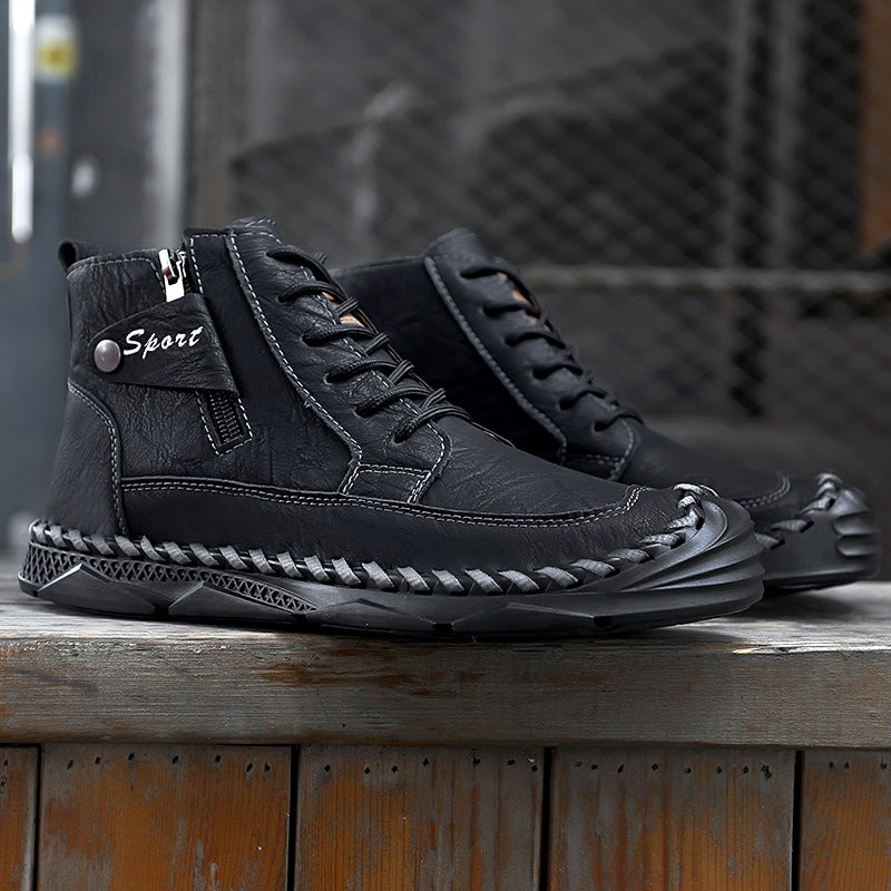 Men’s Leather Motorcycle Chukka Boots